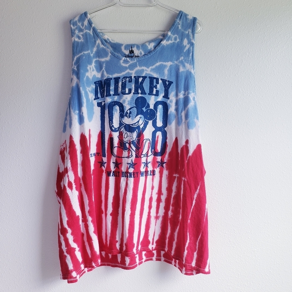 Disney Parks Red White Blue Tie Dye Tank Top Mickey Mouse Shirt